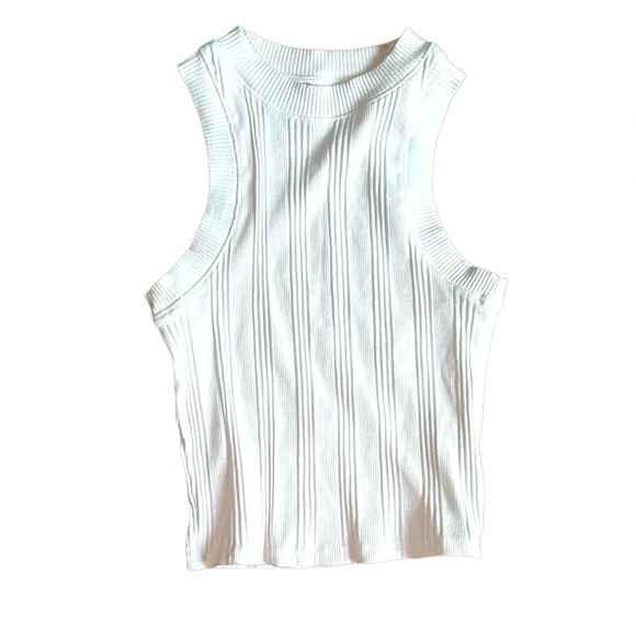Zara Tops - Zara Tank Top White Ribbed Stretch Size Small Excellent Condition Round Neck
